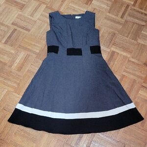 Calvin Klein Gray and Black Midi Dress